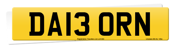 Registration number DA13 ORN